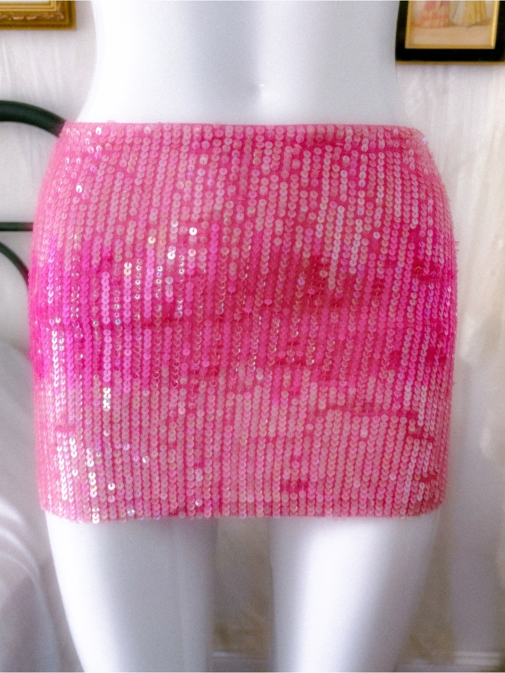 Y2K mermaid sequin pink micro mini skirt